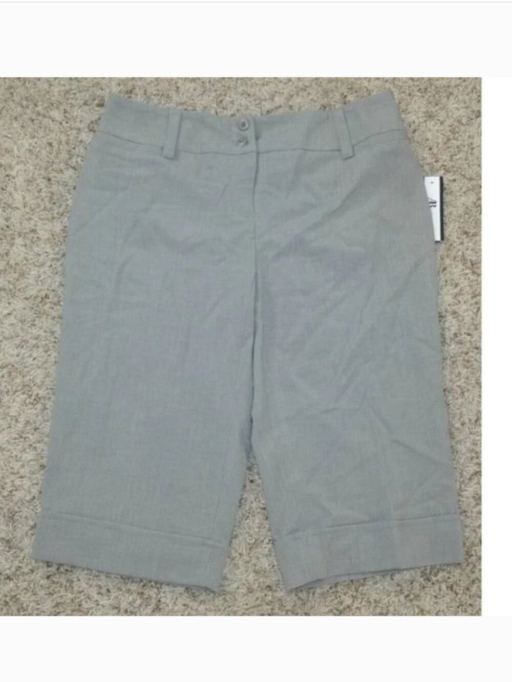 AB Studio Bermuda Shorts Womens 2 Gray Flat Front Cuffed Hem Stretch Midrise